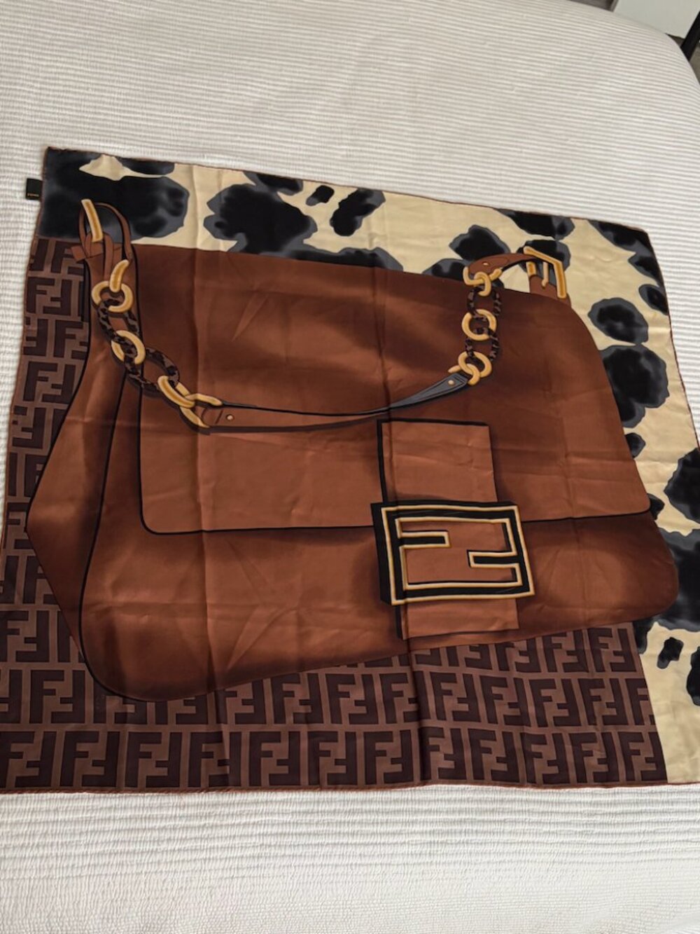 Fendi Silk Scarf – FF Logo / Baguette Print